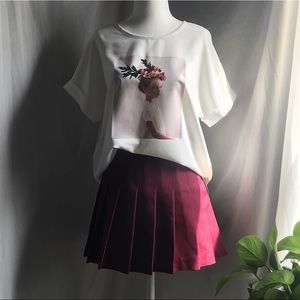 Wine American Apparel pleated skirt